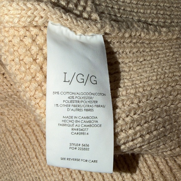 Cabi 5636 cropped cable pullover in cream EUC L - Picture 7 of 11